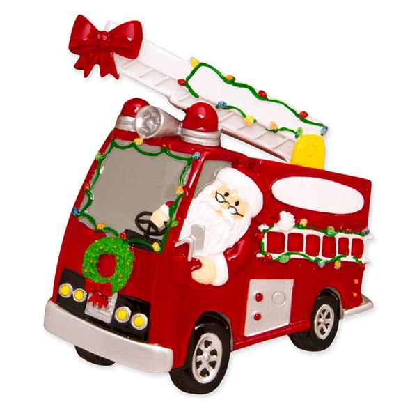 Santa Fire Engine Christmas Ornament